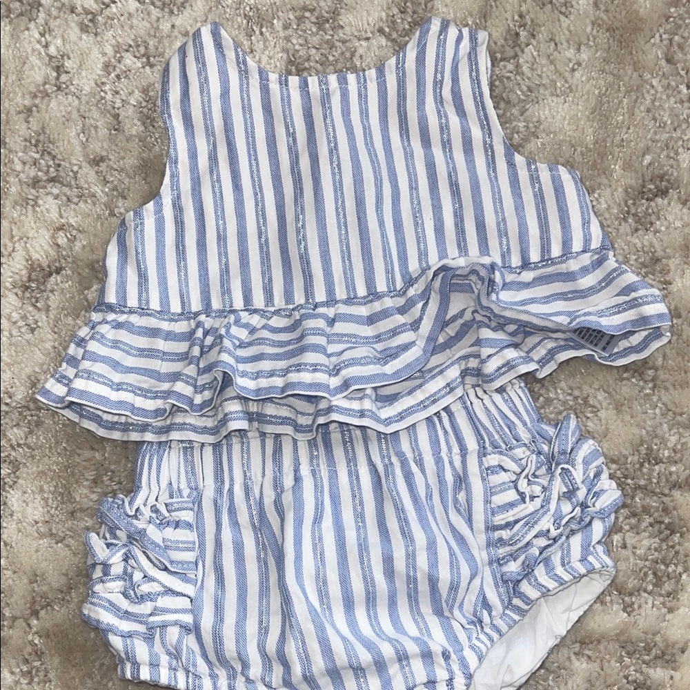 Cat & Jack Blue and White Striped Kids Matching Set